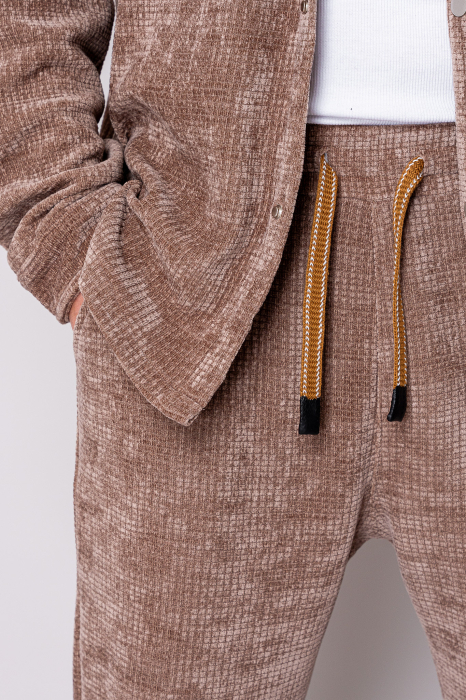Set Camasa si pantalon lung din reiat catifelat Brown [5]