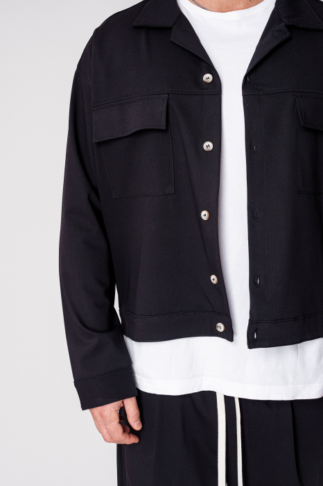 Set Camasa cu buzunare si pantalon lung Oversized Black [5]