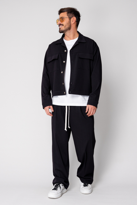 Set Camasa cu buzunare si pantalon lung Oversized Black [2]