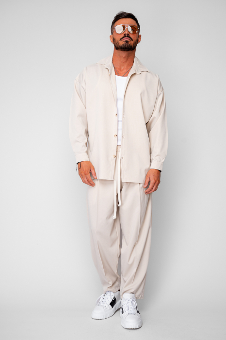 Set Camasa si Pantalon Lung drept Beige [4]