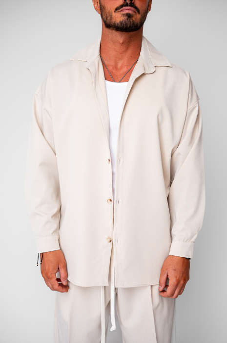 Set Camasa si Pantalon Lung drept Beige [5]