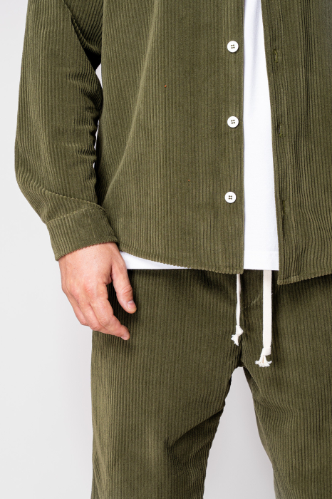 Set Camasa si Pantalon Lung drept din reiat Kaki [5]