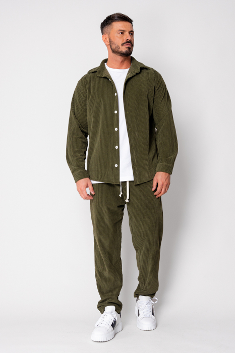 Set Camasa si Pantalon Lung drept din reiat Kaki [2]