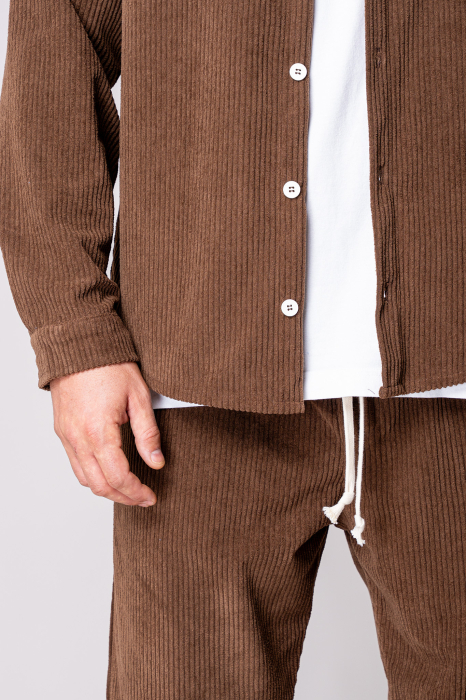 Set Camasa si Pantalon Lung drept din reiat Brown [5]