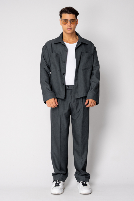 Set Camasa si pantalon lung Oversized Grey Anthracite [2]