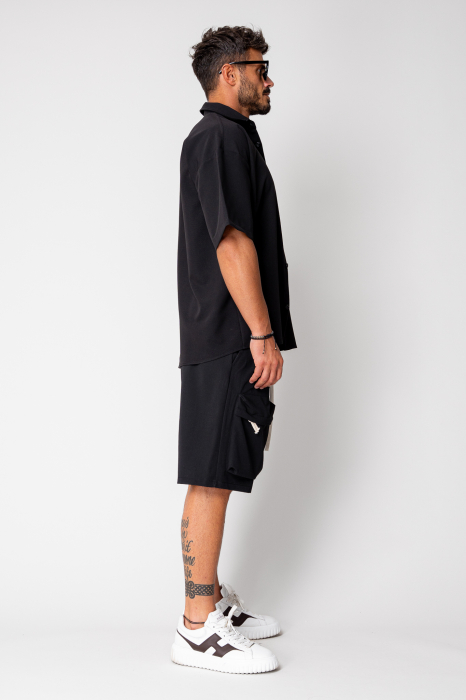 Set short sleeve shirt and cargo short pants Black [3]
