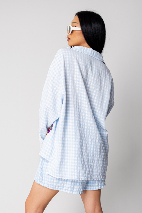 Shirt and shorts set with colorful embroidery, Light Blue [5]