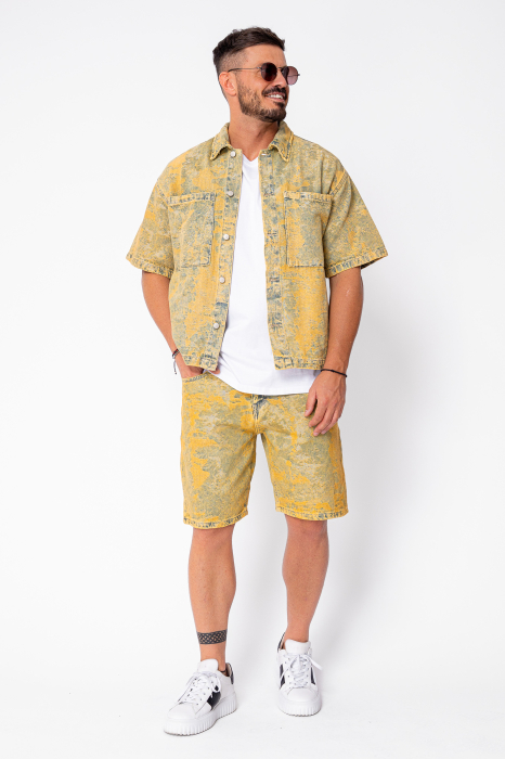 Set camasa si pantalon scurt din denim Blue/Yellow [2]