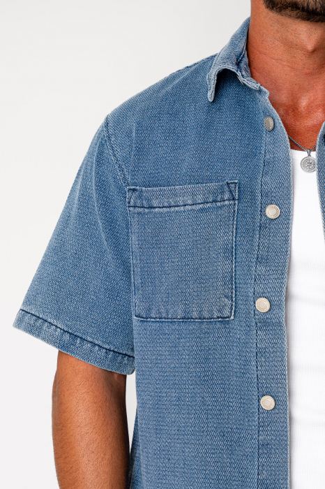 Set camasa si pantalon scurt din denim Blue [5]