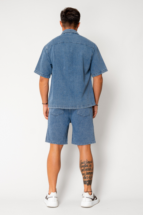 Set camasa si pantalon scurt din denim Blue [4]