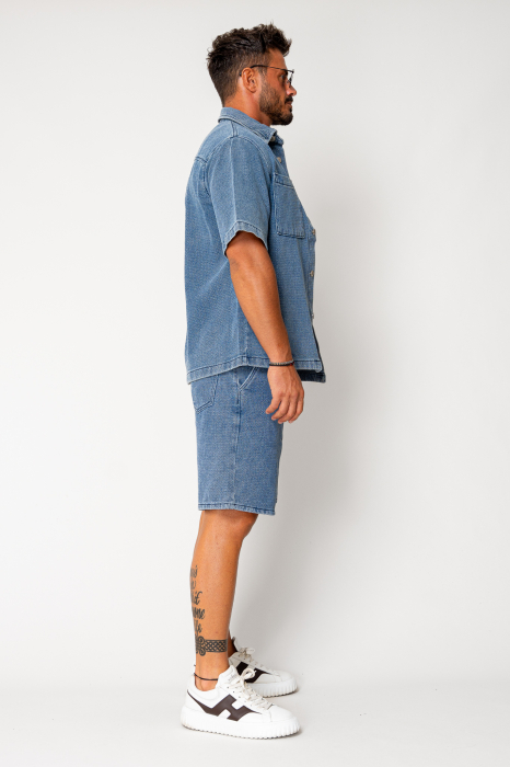 Set camasa si pantalon scurt din denim Blue [3]
