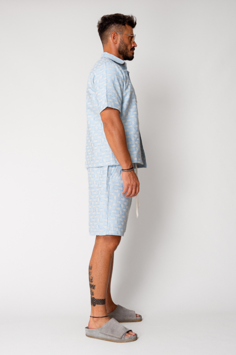 Set camasa si pantalon scurt din denim Blue/Beige [3]