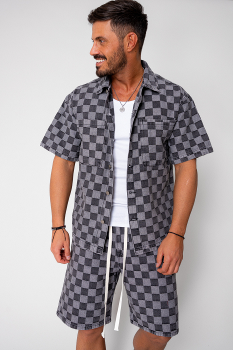 Set camasa si pantalon scurt din denim Grey Anthracite [1]