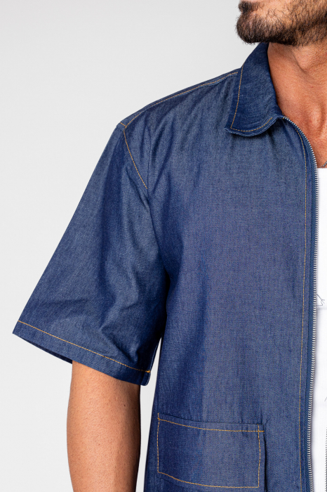 Dark Blue denim shirt and shorts set [5]
