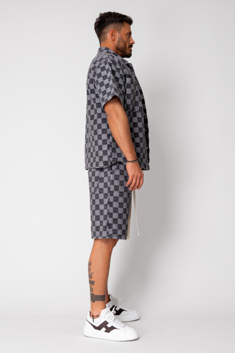 Set camasa si pantalon scurt din denim Grey Anthracite [3]