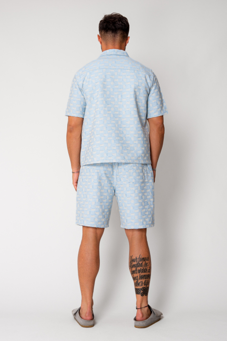 Set camasa si pantalon scurt din denim Blue/Beige [4]