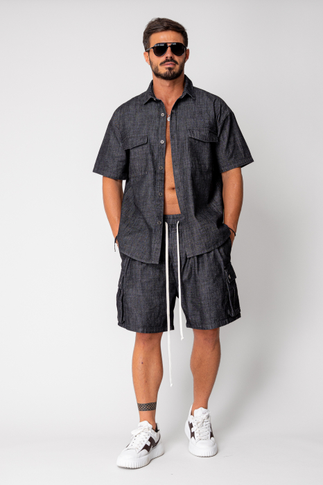 Set denim shirt and shorts Black [2]
