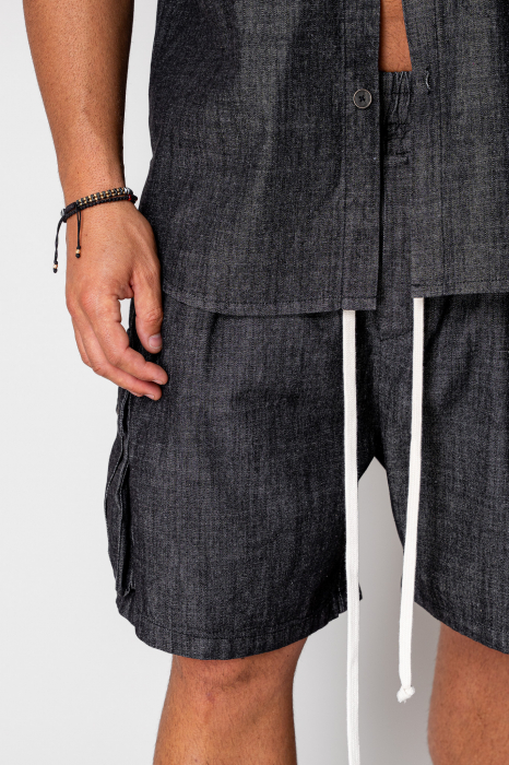 Set denim shirt and shorts Black [5]