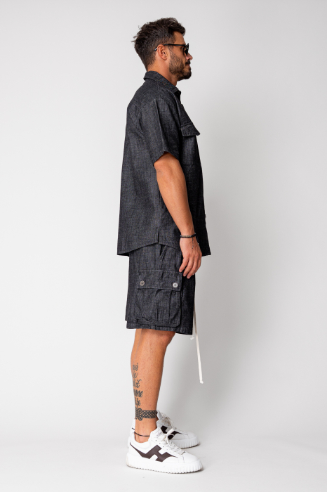 Set denim shirt and shorts Black [3]