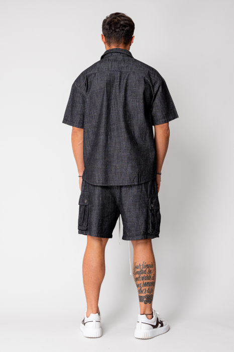 Set denim shirt and shorts Black [4]