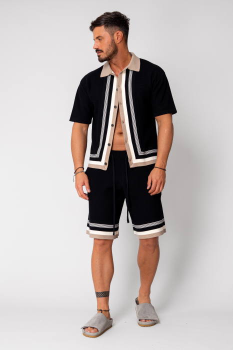 Set camasa si pantalon scurt tricotat Black [2]