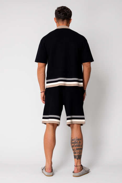 Set camasa si pantalon scurt tricotat Black [4]