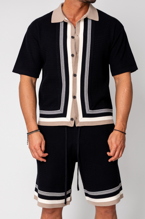 Set camasa si pantalon scurt tricotat Black [5]