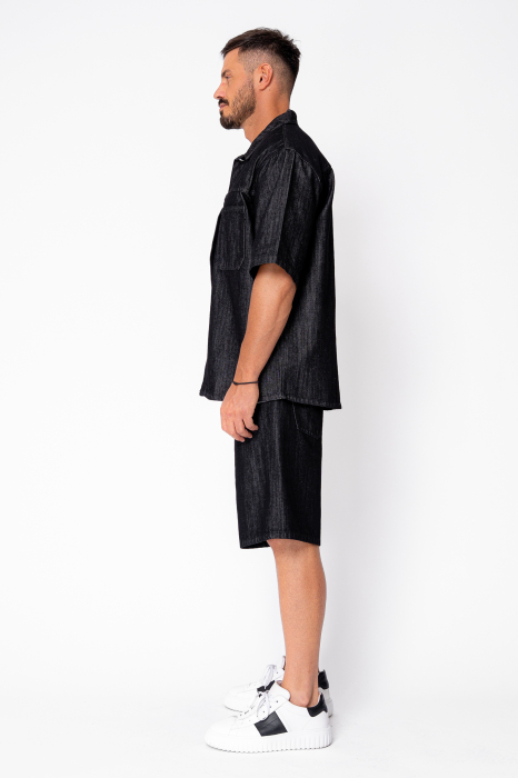 Set camasa si pantalon scurt din denim Black [3]