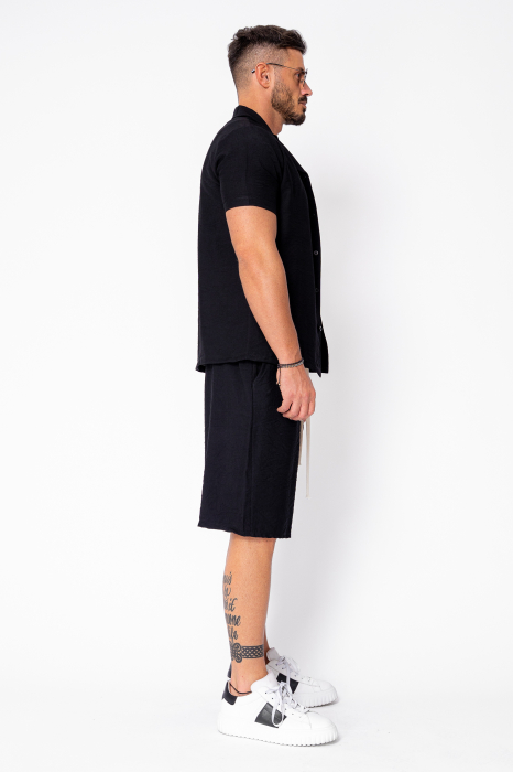 Set camasa cu maneca scurta si pantalon scurt Black [3]