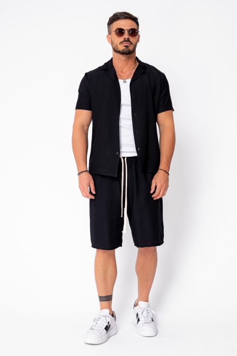 Set camasa cu maneca scurta si pantalon scurt Black [2]