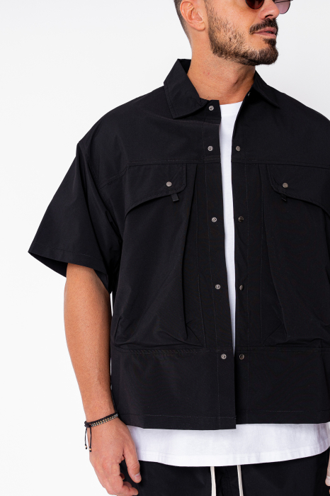 Set camasa si pantalon scurt din fas Black [4]
