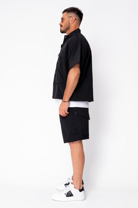 Set camasa si pantalon scurt din fas Black [2]