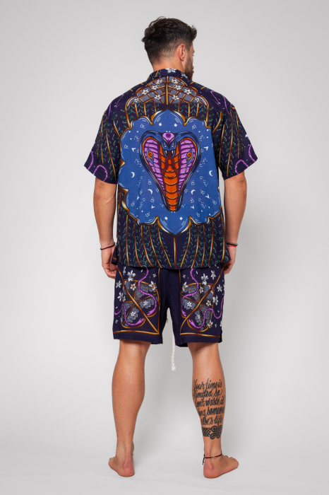 Set linen Shirt and shorts Navy/Mauve [3]
