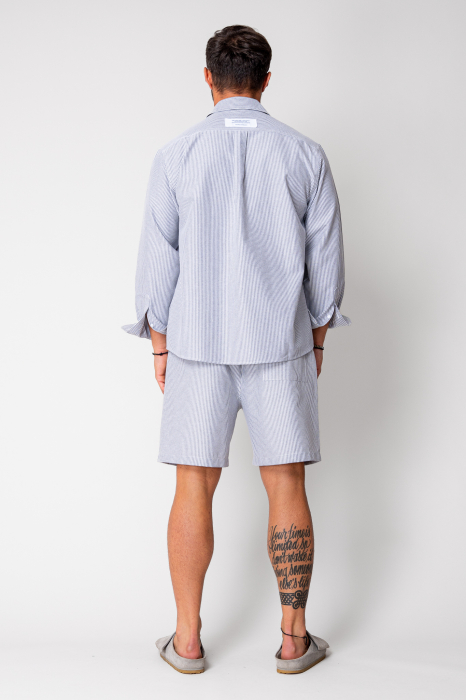 Set camasa si pantalon scurt stripe Black/White [3]