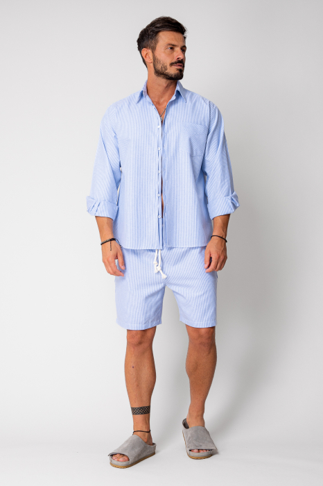 Set denim shirt and shorts Blue/White [4]