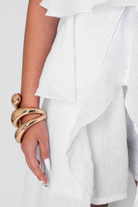 Set Maiou lung stil rochie si Pantaloni scurti din 100% in White [8]