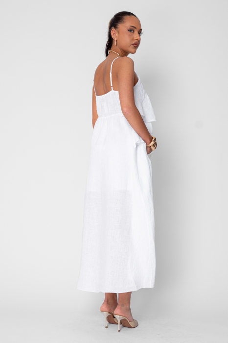Set Maiou lung stil rochie si Pantaloni scurti din 100% in White [3]