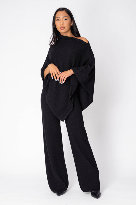Set Capa si Pantalon lung mix de lana si casmir Black [2]