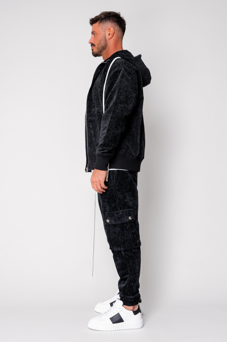 Set Cargo din catifea Hanorac si pantalon lung Black [3]