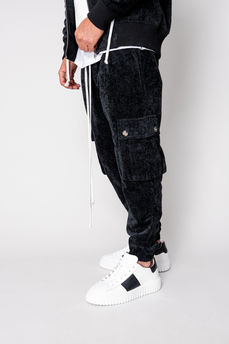Set Cargo din catifea Hanorac si pantalon lung Black [6]