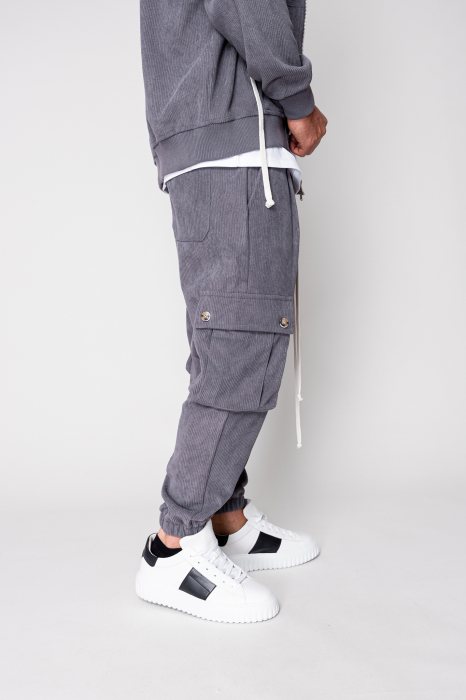 Set Cargo din reiat Hanorac si pantalon lung Grey Anthracite [6]