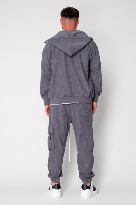 Set Cargo din reiat Hanorac si pantalon lung Grey Anthracite [4]