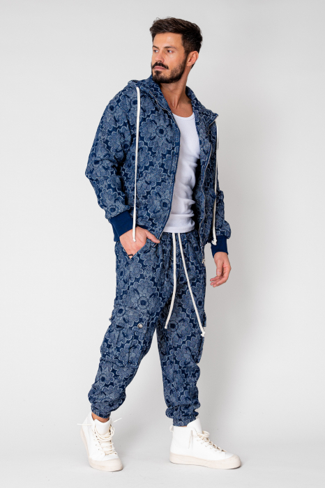 Navy Cargo Hoodie and long pants set [2]