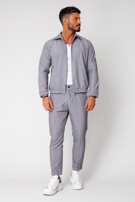 Set Caruso Stripes Jacket zipper with pocket and long pants Grey [2]