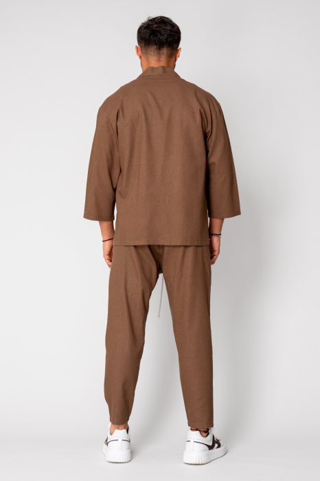 Set Tulum Jachetă tip kimono si pantalon lung Brown [4]