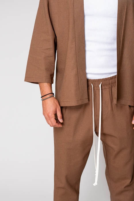 Set Tulum Jachetă tip kimono si pantalon lung Brown [5]