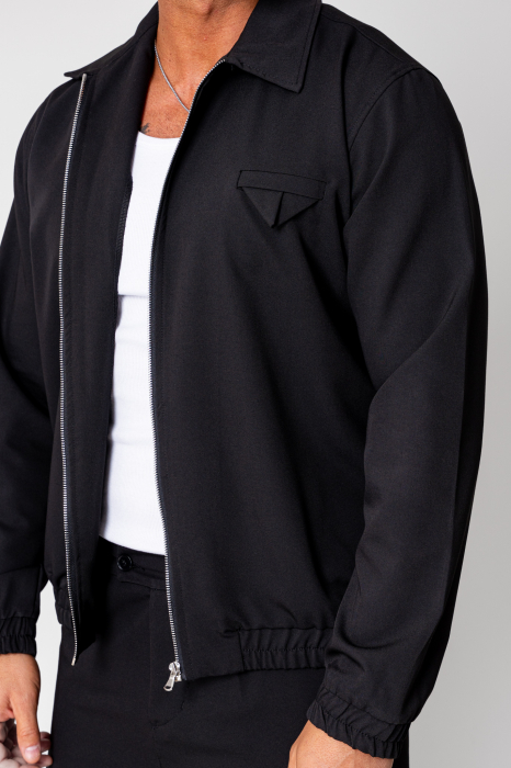 Set Caruso Stripes Jacket zipper with pocket and long pants Black [5]