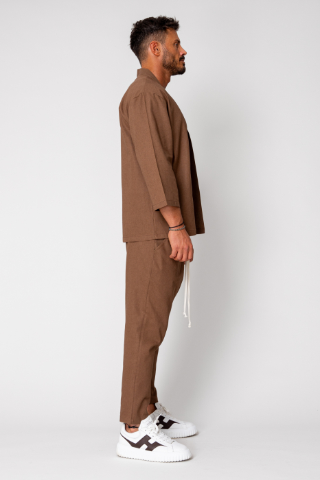Set Tulum Jachetă tip kimono si pantalon lung Brown [3]