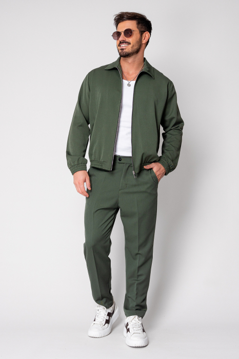 Set Caruso Jacheta cu fermoar si pantalon lung Kaki New [2]