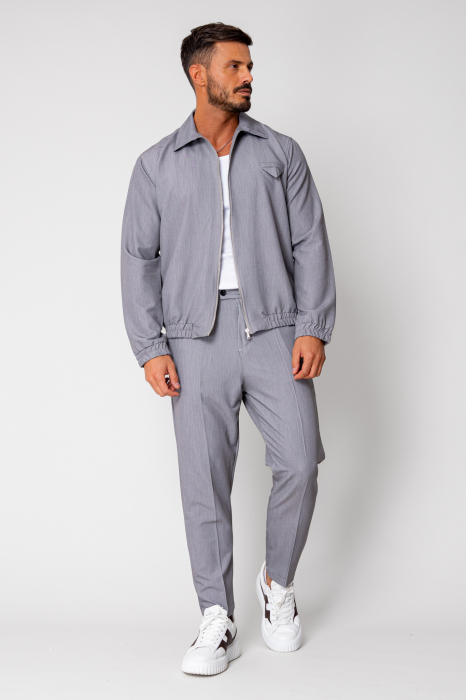 Set Caruso Stripes Jacket zipper with pocket and long pants Grey [2]